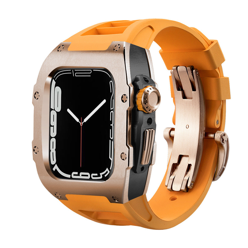 Luxury Metal Case Strap For Apple Watch Series 44/45 mm - Mycasety Mycasety
