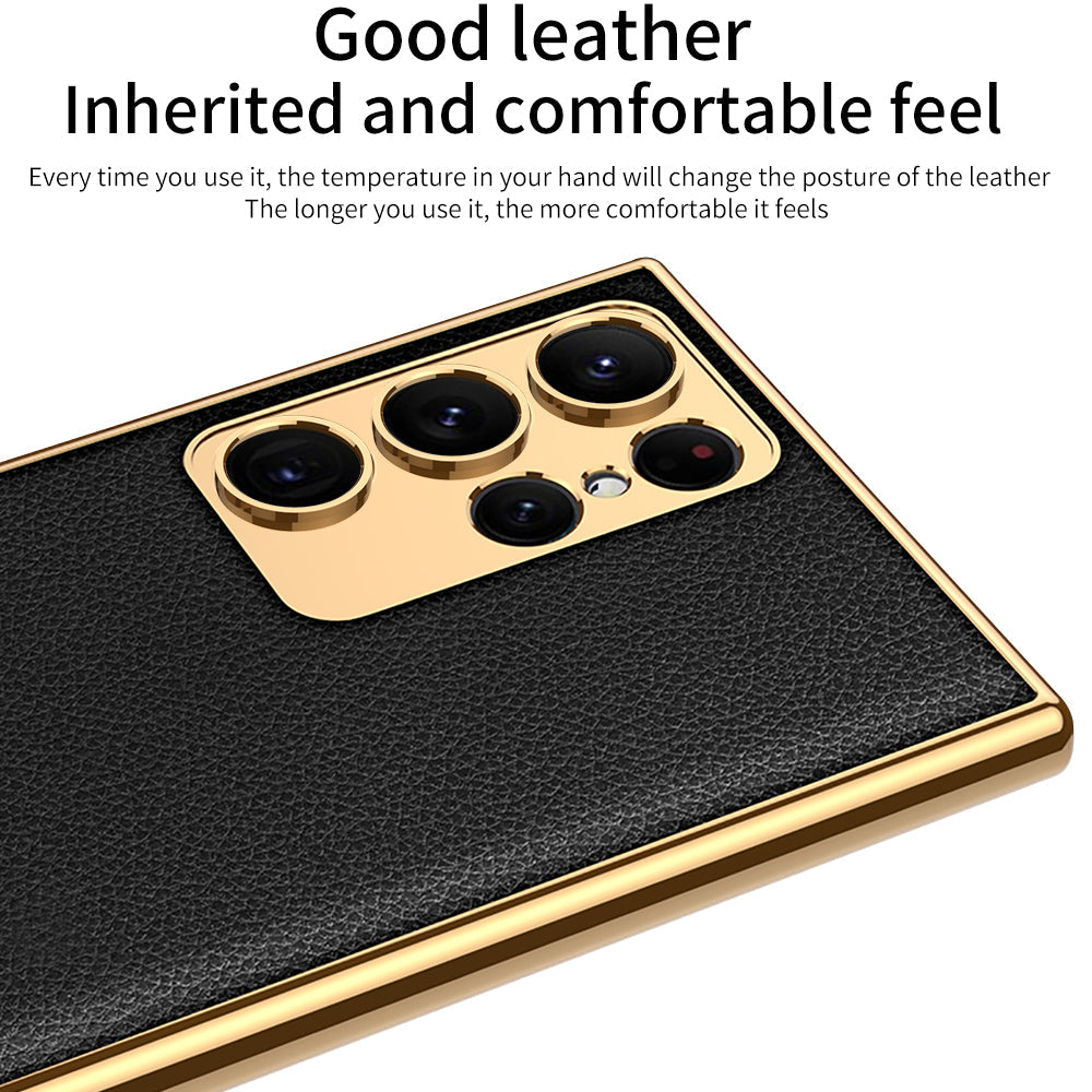 Electroplated Leather Case for Samsung Galaxy S23 S22 Ultra Plus - Mycasety Mycasety