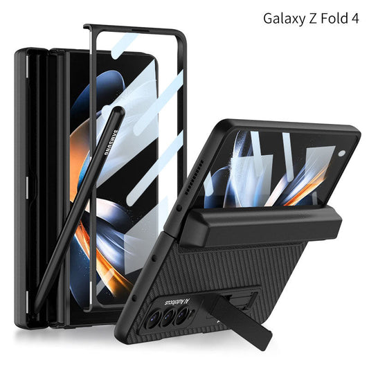 Full Protect Magnetic Hinge Case For Galaxy Z Fold4 5G With Made-in S Pen Slot & Tempered Film Stand - Mycasety Mycasety
