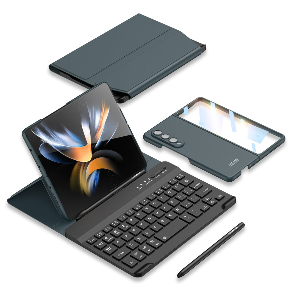 Bluetooth 3.0 Keyboard Magnetic All-inclusive Leather Cover For Samsung Galaxy Z Fold3 Fold4 5G Come With keyboard+Holster Bracket+Phone Case+Capacitive Pen - mycasety2023 Mycasety