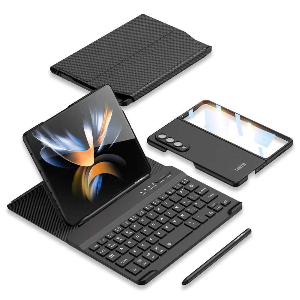 Bluetooth 3.0 Keyboard Magnetic All-inclusive Leather Cover For Samsung Galaxy Z Fold3 Fold4 5G Come With keyboard+Holster Bracket+Phone Case+Capacitive Pen - mycasety2023 Mycasety