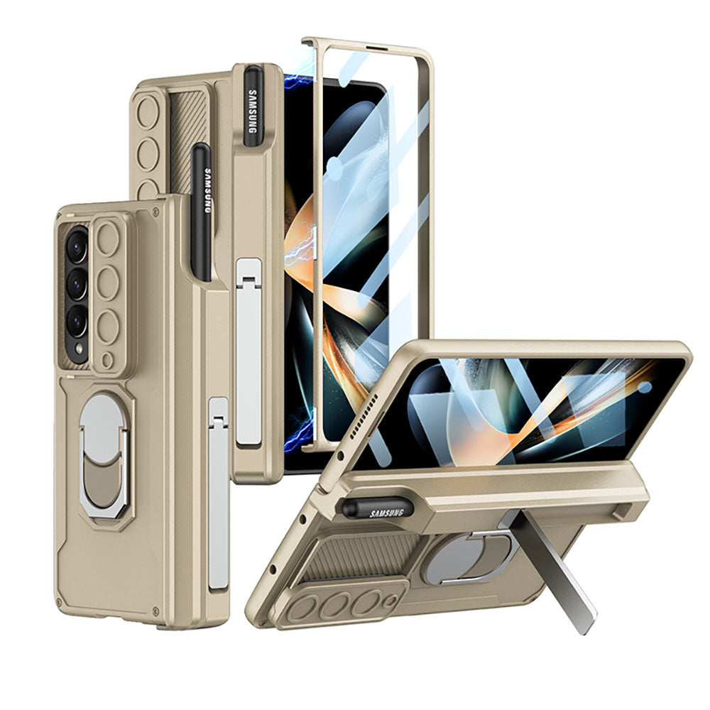 Magnetic Folding Armor Lens Protective Case With Back Screen Protector For Samsung Galaxy Z Fold3 Fold4 Fold5 - mycasety2023 Mycasety