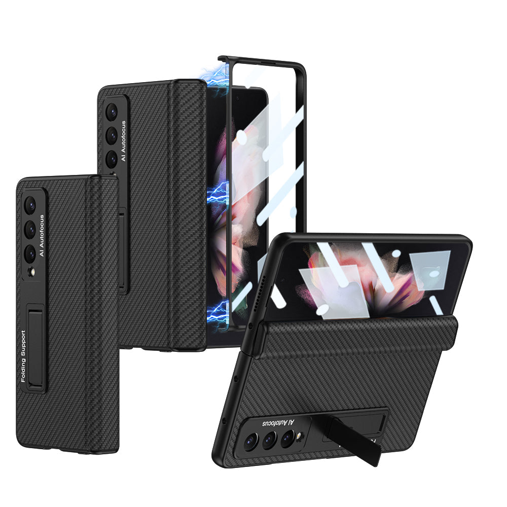 Magnetic Hinge Invisible Bracket All-included Protective Leather Phone Case For Samsung Galaxy Z Fold 5/4/3 - Mycasety Mycasety