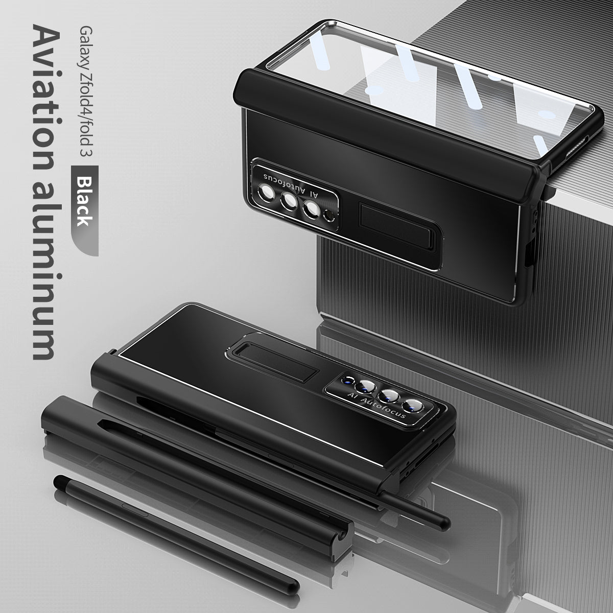 Aluminum Alloy Frame Magnetic Bracket All-Inclusive Electroplating Phone Case For Samsung Galaxy Z Fold3 Fold4 Fold5 - Mycasety Mycasety