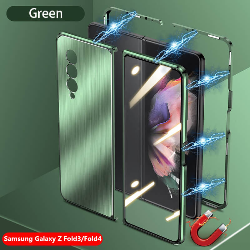 Samsung Galaxy Z Fold3 Fold4 Magnetic Brushed Metal Anti-fall Protective Cover - Mycasety Mycasety