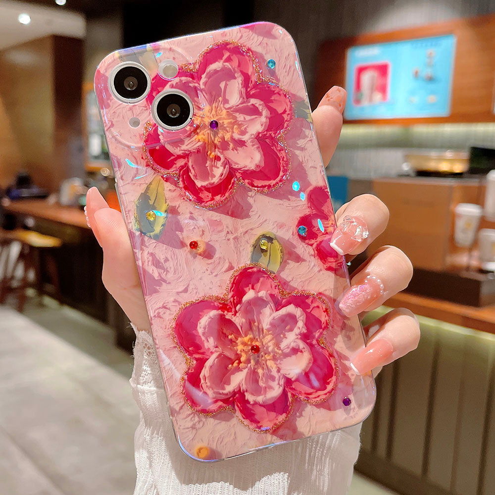 Oil Painting Pink Flower iPhone Case - mycasety2023 Mycasety