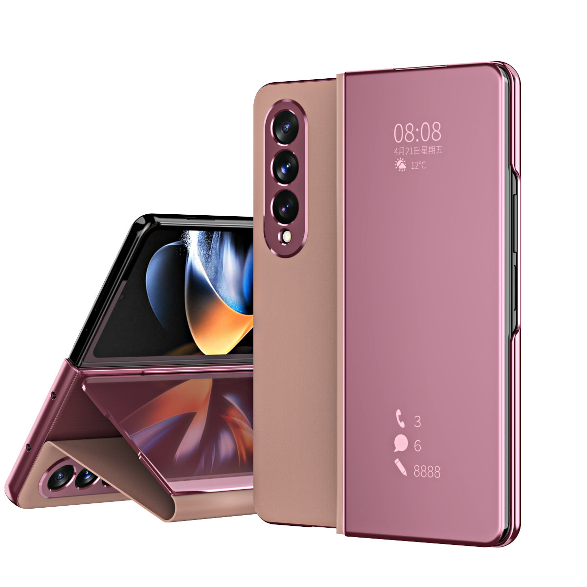Mirror Clear View Flip Case For Samsung Galaxy Z Fold4 5G - Mycasety Mycasety