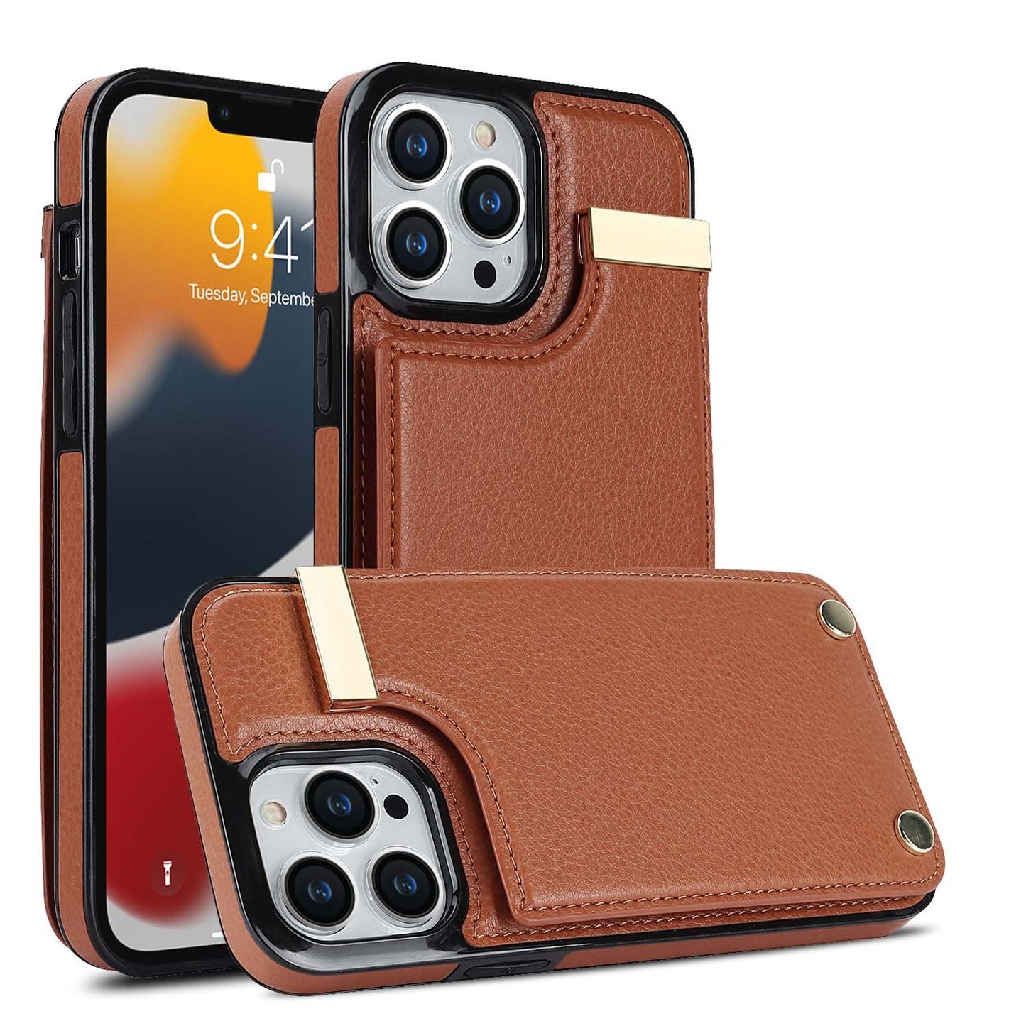 Luxurious Leather Card Holder Anti-fall Protective iPhone Case