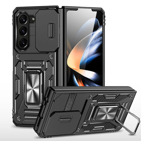 Samsung Galaxy Z Fold5 Case Armor Heavy Duty Shell Magnetic Car Holder and Lens Slide(Pre-sell) - Mycasety Mycasety
