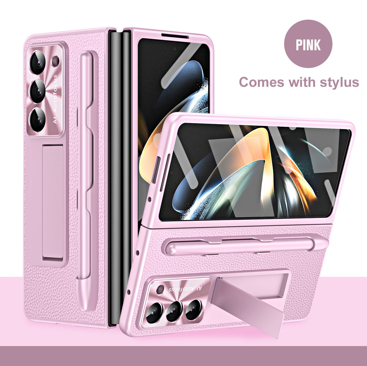 Non-slip Galaxy Z Fold5 Case with Front Screen Protector & Kick-Stand & Pen Slot and Stylus - Mycasety Mycasety