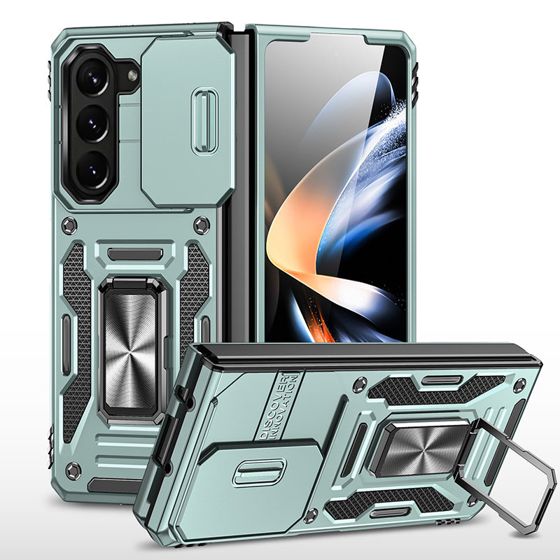Samsung Galaxy Z Fold5 Case Armor Heavy Duty Shell Magnetic Car Holder and Lens Slide(Pre-sell) - Mycasety Mycasety
