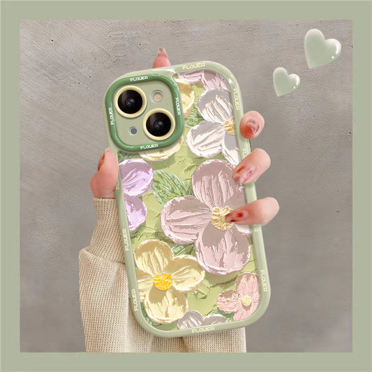 Oil Painting Flower iPhone Cream Case - Mycasety Mycasety