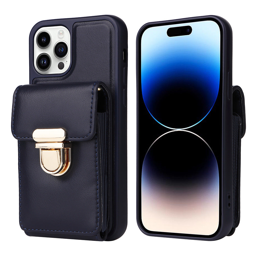 Luxurious Leather Card Holder Anti-fall Protective iPhone Case With Lanyard - Mycasety Mycasety