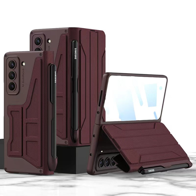 Leather Samsung Z Fold5 Case Full Protection Business Case With Pen Slot and Protection Film - Mycasety Mycasety