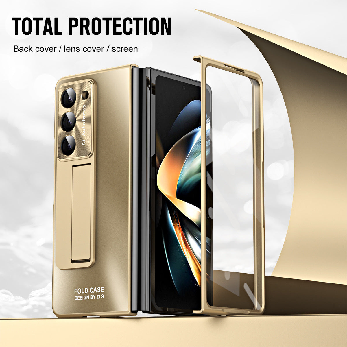Ultra-thin Electroplated Galaxy Z Fold5 Case with Front Screen Protector Pen Slot Free Stylus & Kick-stand - mycasety2023 Mycasety