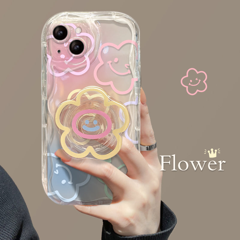 Ins Hot Smiling Face Flower Holder iPhone Case - mycasety2023 Mycasety