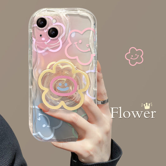 Ins Hot Smiling Face Flower Holder iPhone Case - Mycasety Mycasety