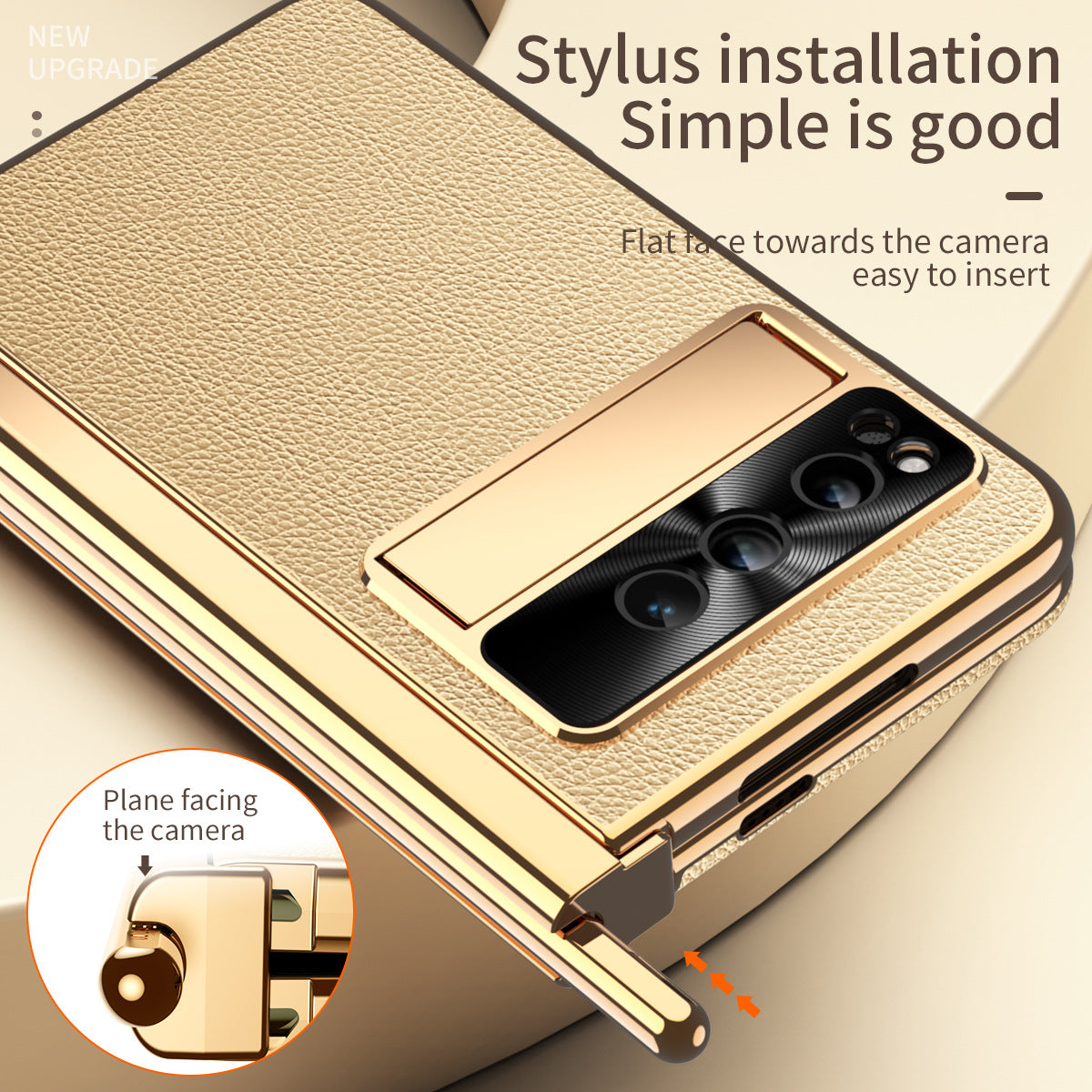Electroplated Leather Google Pixel Fold Case with Dual Hinge Protective Screen Protector and Hidden Kickstand Pen Slot Free Stylus - mycasety2023 Mycasety