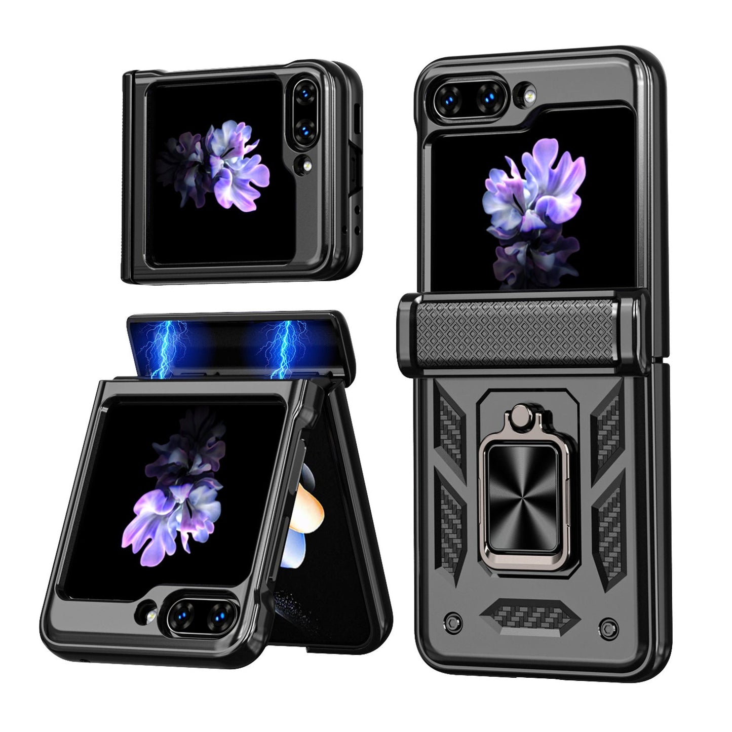 Samsung Z Flip 5 Phone Case with Tempered Glass Film Magnetic Hinge Protection - mycasety2023 Mycasety