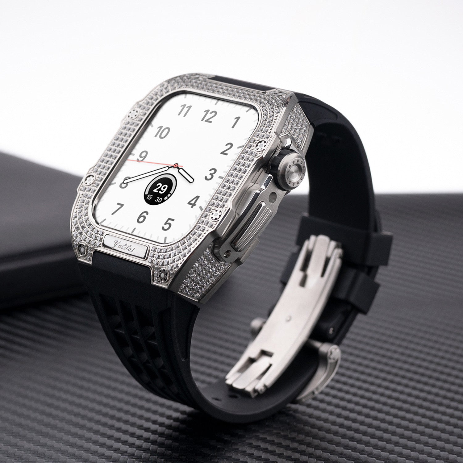 Luxurious Titanium Alloy Crystal Case Strap For Apple Watch 44/45 mm - Mycasety Mycasety