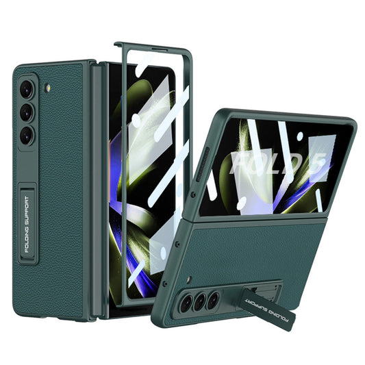 Leather Samsung Galaxy Z Fold5 Case With Film Kickstand - Mycasety Mycasety