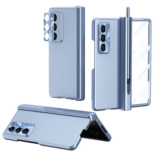 Electroplated Folding Case For Galaxy Z Fold5 Fold4 Fold3 With Double Hinge Protector and Free Stylus - Mycasety Mycasety