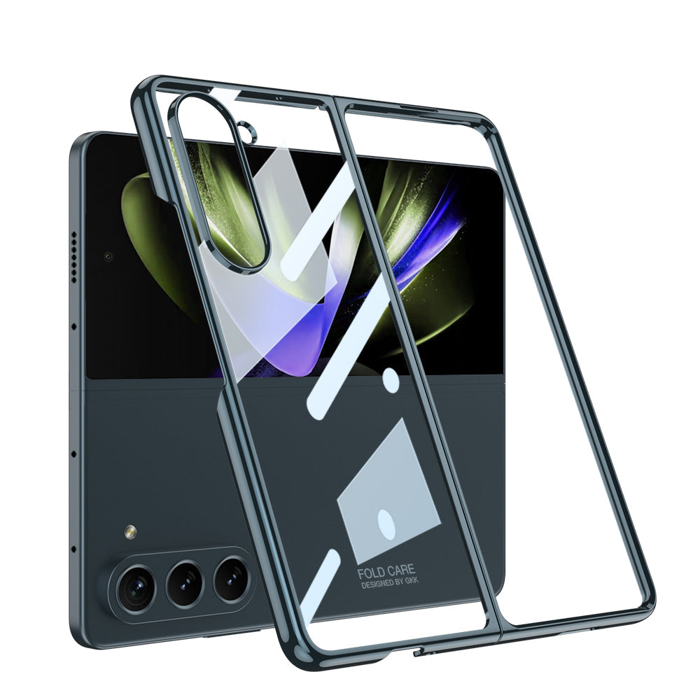 Electroplated Phantom Galaxy Z Fold 5 Case with Front Screen Tempered Glass Protector & Ring - Mycasety Mycasety
