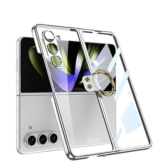 Transparent Samsung Galaxy Z Fold5 Plated Phantom Case with Exclusive Ring - Mycasety Mycasety