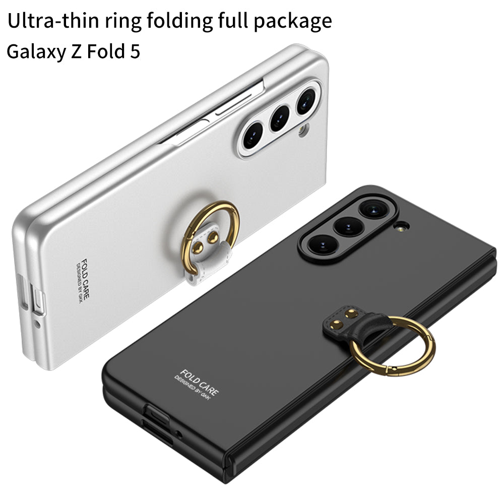 Electroplated Slim Samsung Galaxy Z Fold 5 Case with Front Screen Tempered Glass Protector & Ring - Mycasety Mycasety