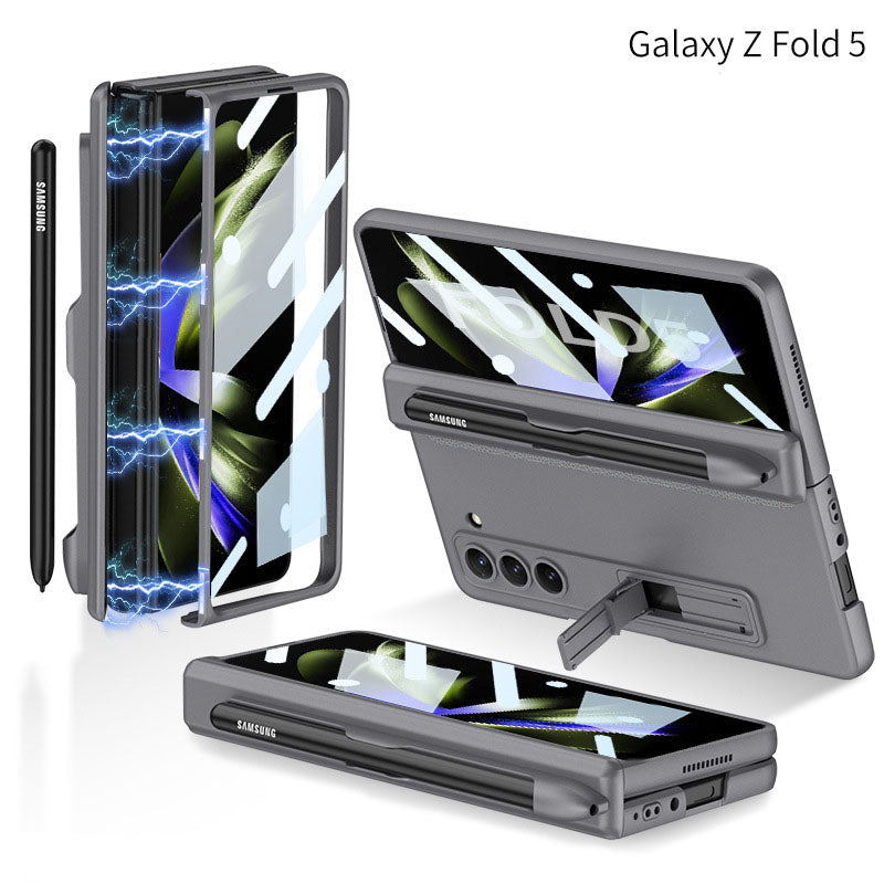 Samsung Galaxy Z Fold5 Case Full Coverage Case with Tempered Glass Protector and Pen Tray Holder - Mycasety Mycasety